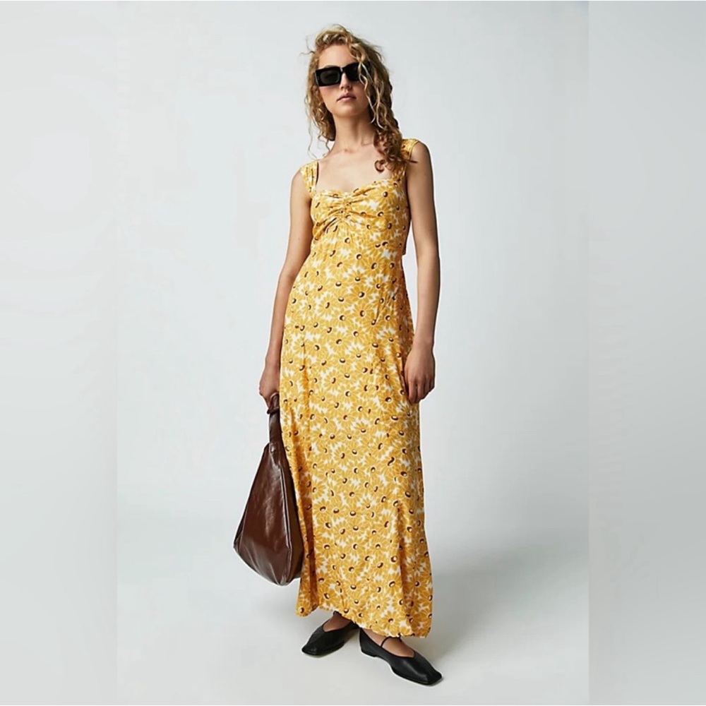 Free People Yellow Floral Maxi Dress